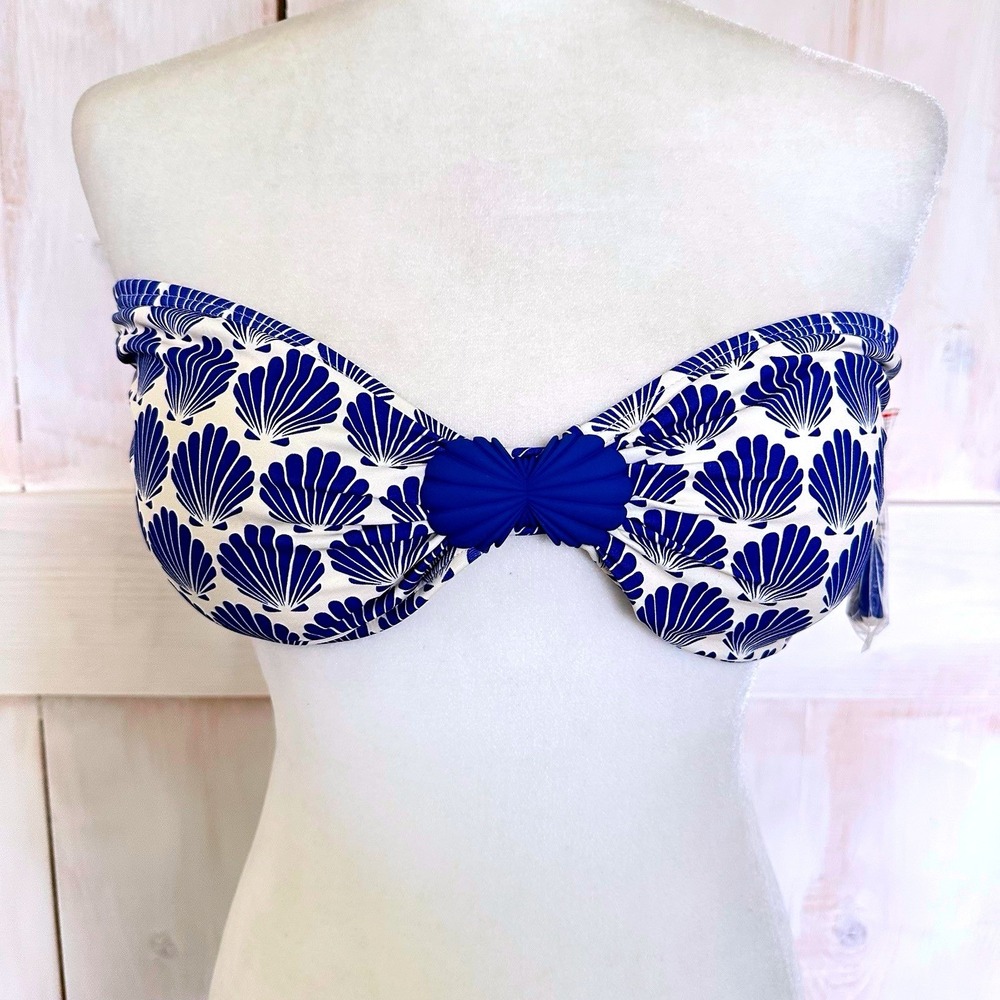Kate Spade New York Shell Print Bandeau Bikini Swim Top Size Large MSRP $110 NWT - Picture 2 of 12